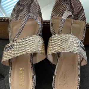 Platform Sandals, Kenneth Cole Reaction - Gold with Snakeskin